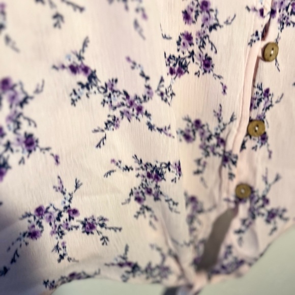 M Fasis Blouse Plus Size 3x Floral Button Up Pink Boho 3/4 Sleeve Front Tie NWT - Picture 5 of 8